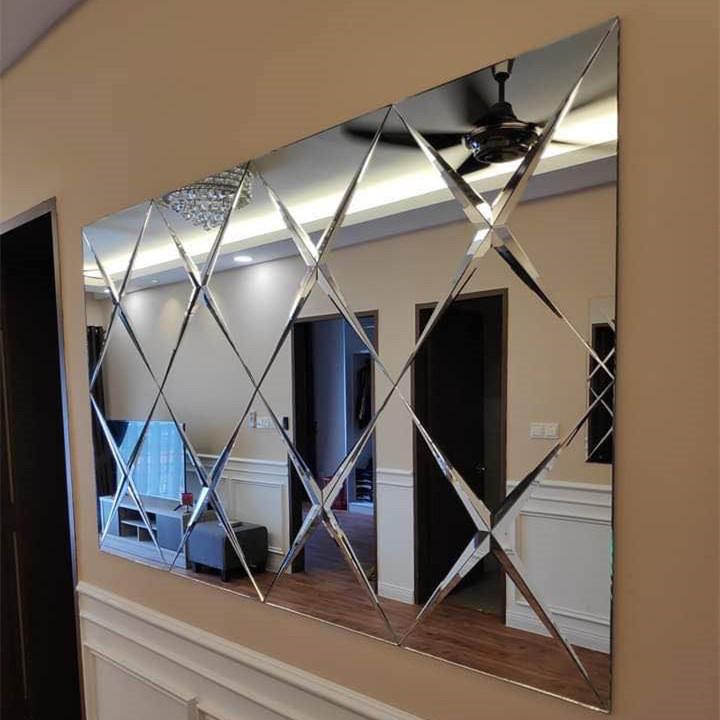 Decorative bevel mirror glass for hotel background decoration