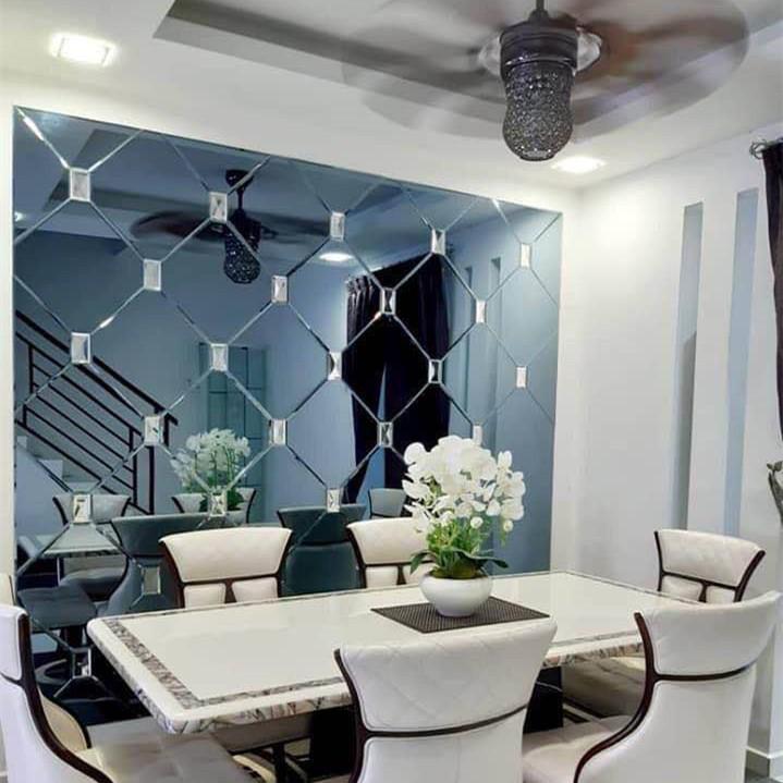 Decorative bevel mirror glass for hotel background decoration