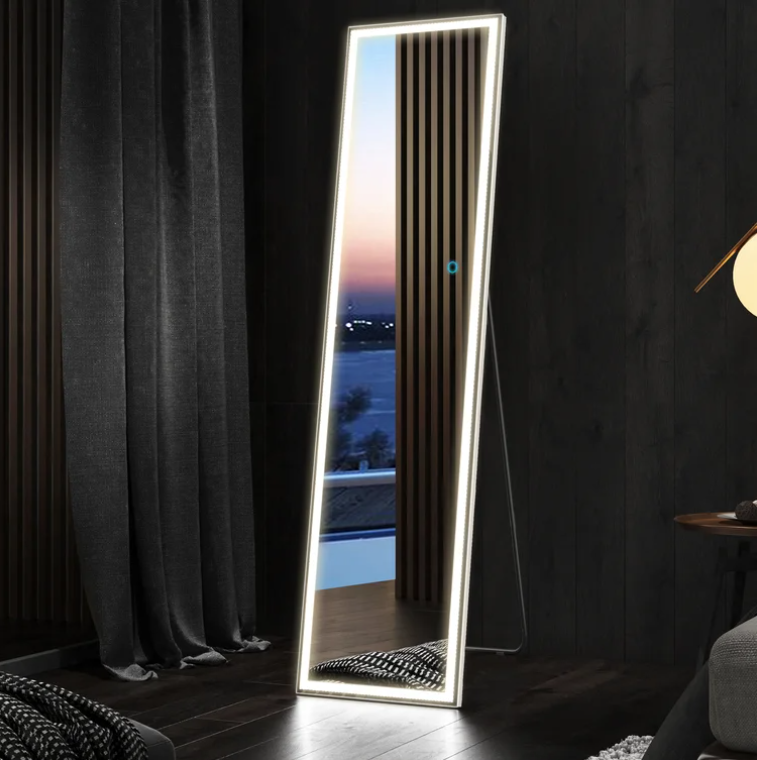 FL01 | LED Full Length Mirror with Rectangular Frame – Wall Mounted or Freestanding