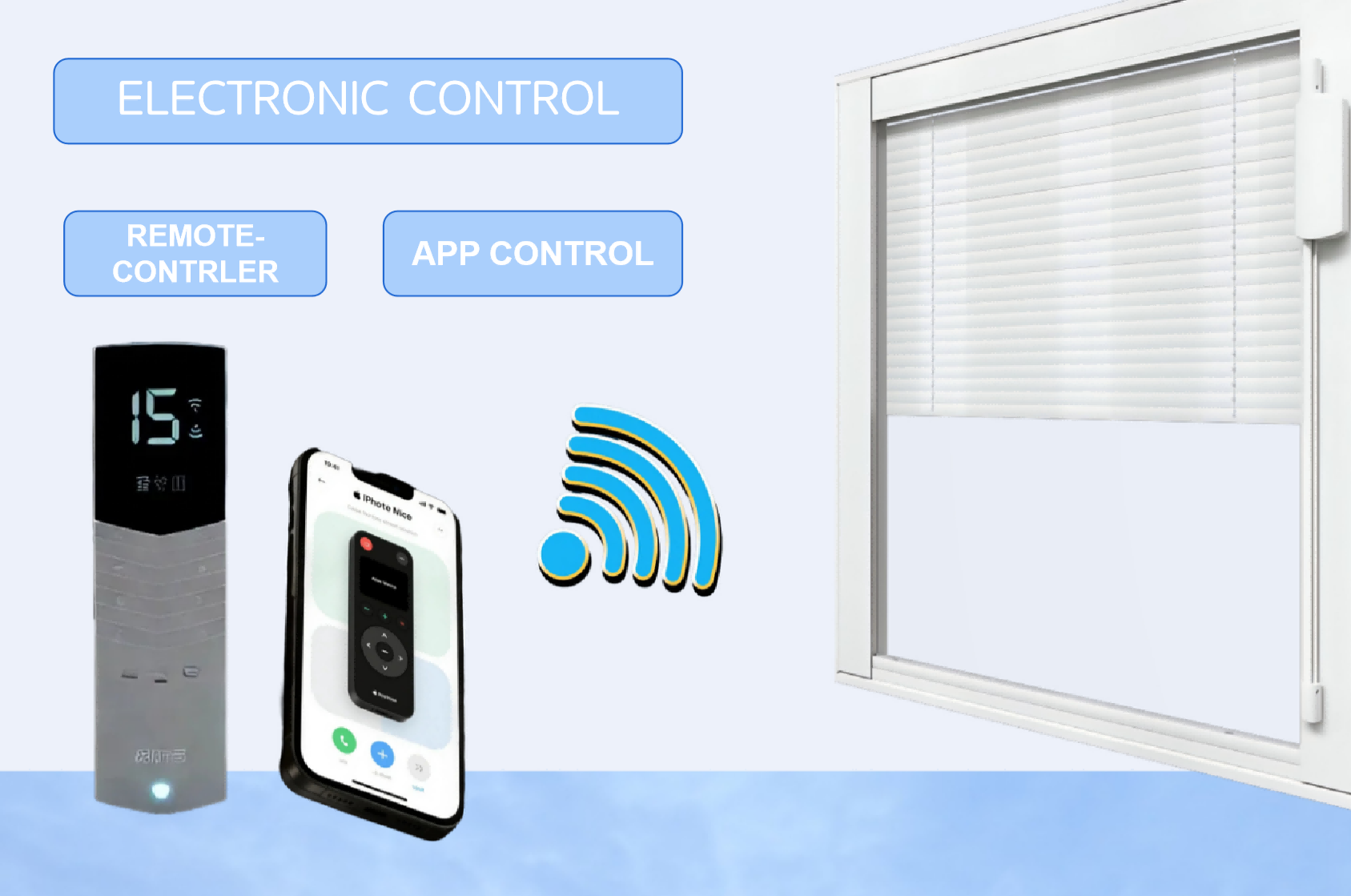 Both remote-control and APP control for insulated-built-in-blinds. .png