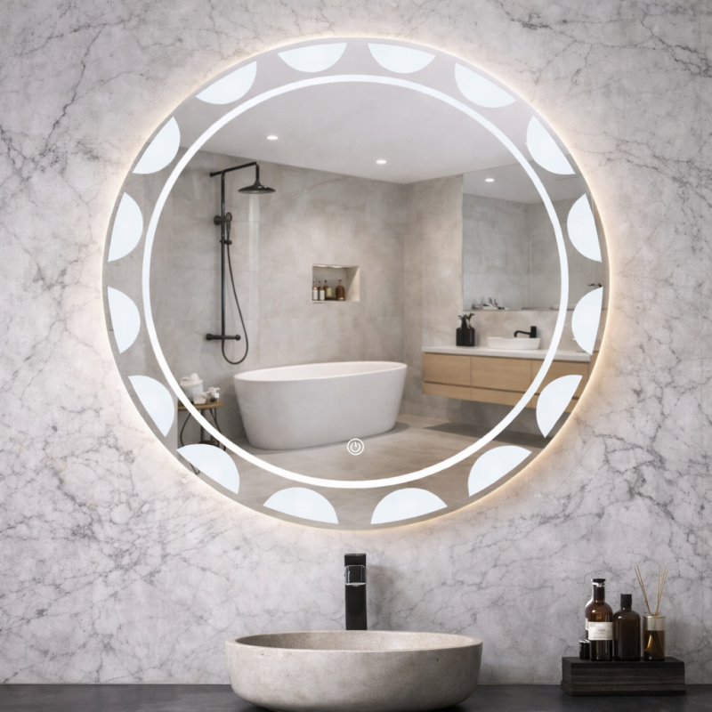 Smart Round LED Bathroom Mirror 600x600mm | Touch/Motion Sensor, Explosion-Proof，Anti-Fog