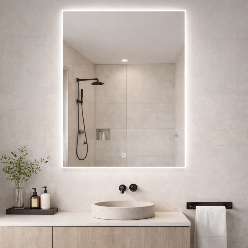 JU02 LED Mirror | 600x800mm Rectangular, Touch Sensor