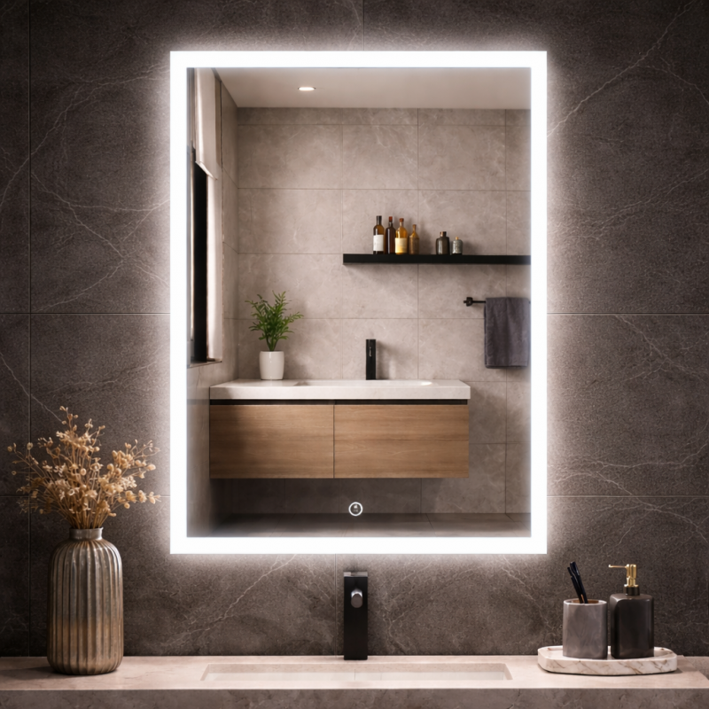 DF59 Rectangular LED Mirror – 600x700mm, Wall Mounted, Touch Control