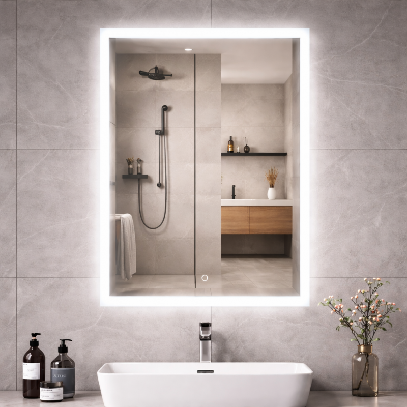 DF59 Rectangular LED Mirror – 600x700mm, Wall Mounted, Touch Control
