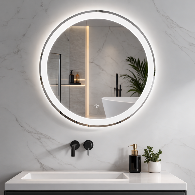 Commercial Round LED Bathroom Mirror 600mm | Smart Touch/Motion Sensor