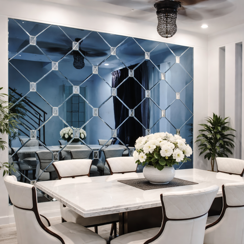 Decorative bevel mirror glass for hotel background decoration