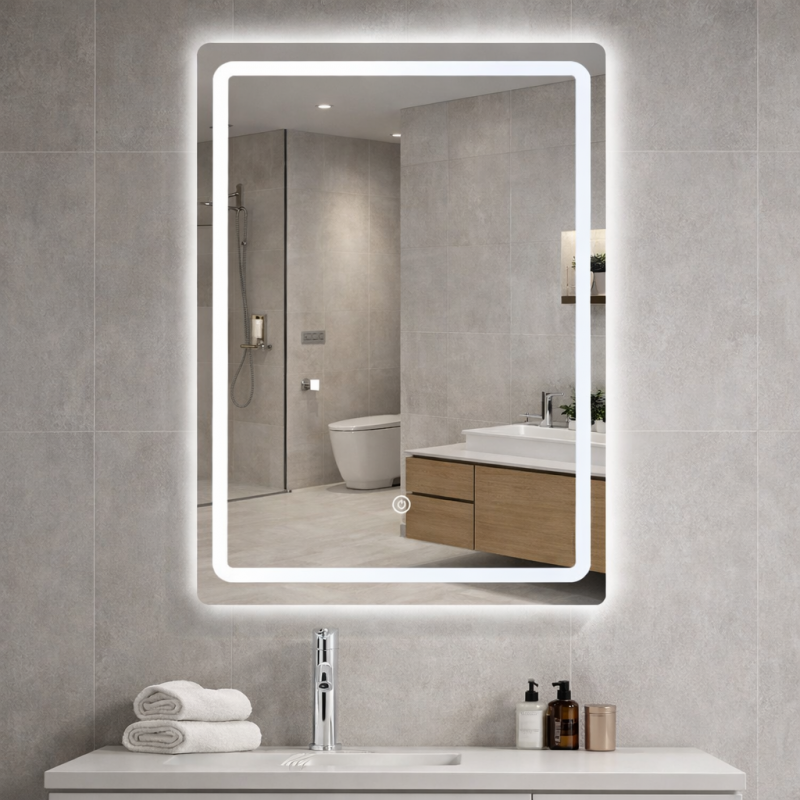 DF73 | LED Bathroom Mirror 600x800mm – Rectangle Shape, Smart Touch Switch