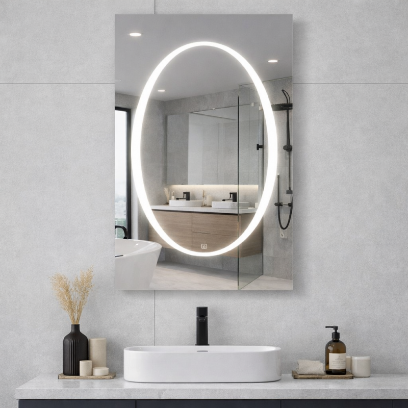 YL01 | LED Vanity Mirror – Rectangular Shape with Touch Sensor Lighting