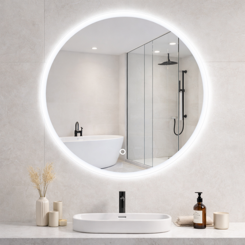 Anti-fog LED bathroom mirror with touch switch
