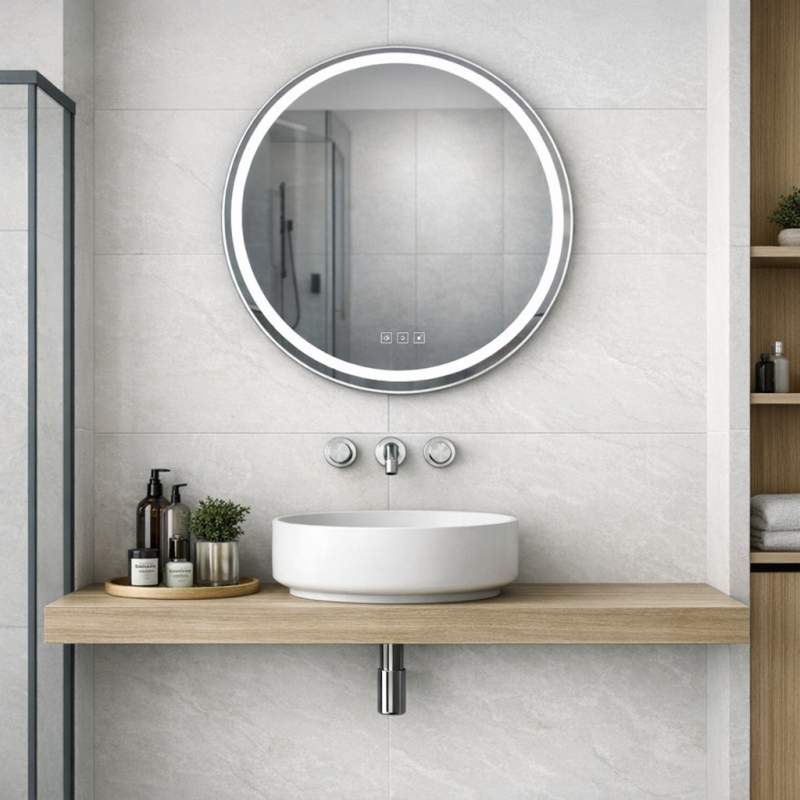 High Quality Custom Smart LED Vanity Bathroom Mirror with Touch Switch and defogger