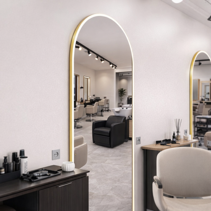 Arched LED Full Length Barber Mirror – Wall Mounted