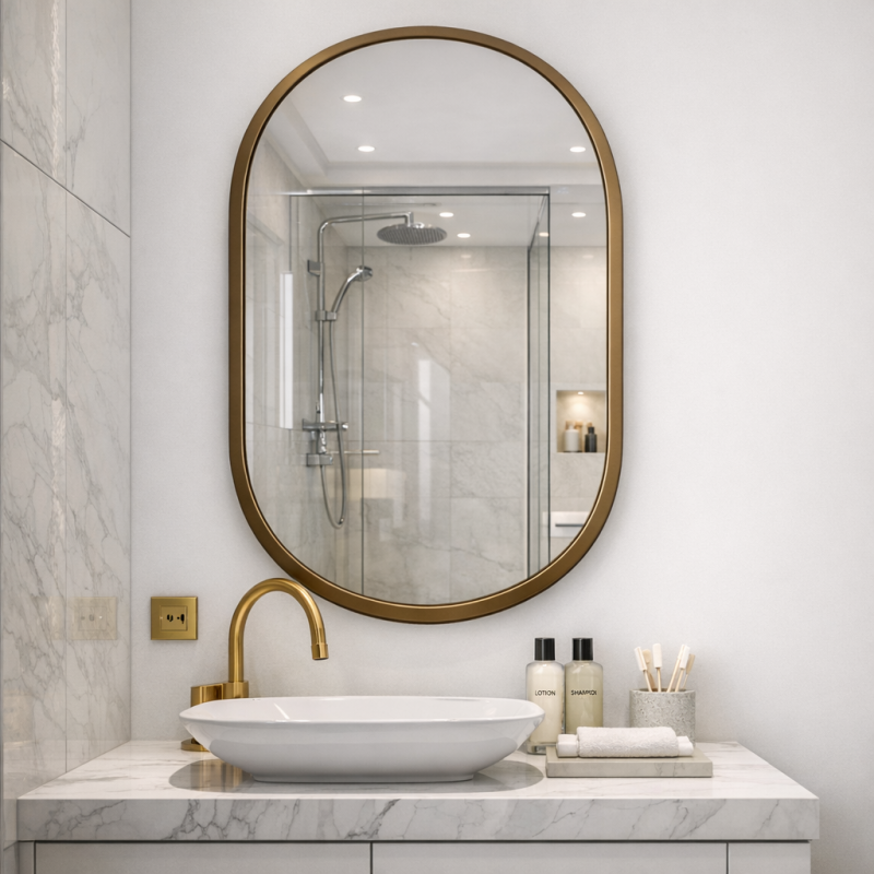 High Quality Custom Frame Smart LED Vanity Bathroom Mirror with Touch Switch and defogger