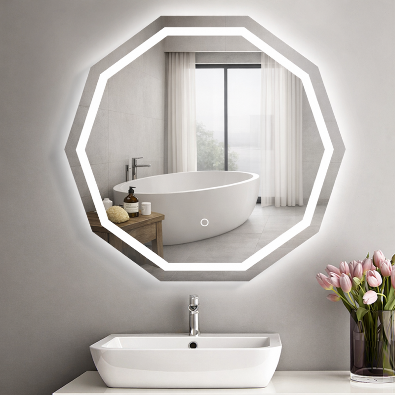 Irregular Frameless LED Bathroom Mirror 600×600mm