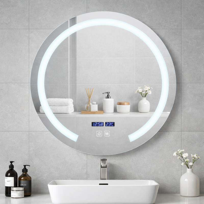 Round Frameless LED Bathroom Mirror 600×600mm with Touch Switch